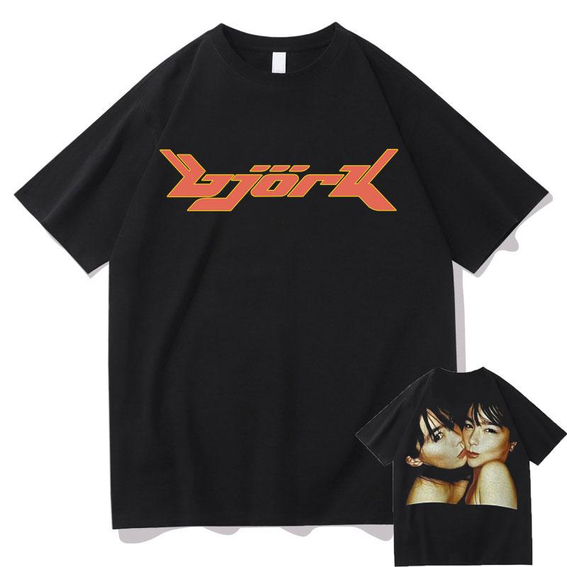 1990 Bjork Heavy Concert Vintage Tshirt Hip Hop Music Album Double Sided Print Oversized Tshirt Men Women Fashion Casual Tees