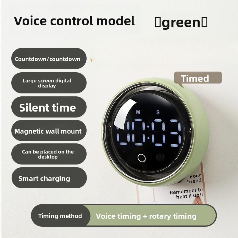 English Version Smart Voice Magnetic Timer Kitchen Alarm Clock Dual-Purpose English Version Timing Reminder3