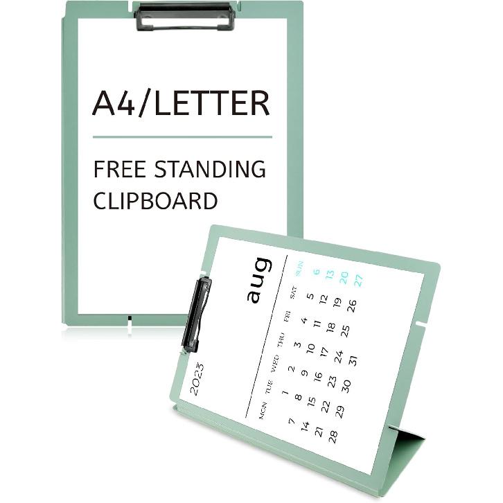 Free Standing Clipboard and Desktop Stand with Adjustable Buckles Easel Back - Foldable Stand and Document Holder for School, Office and Business Use