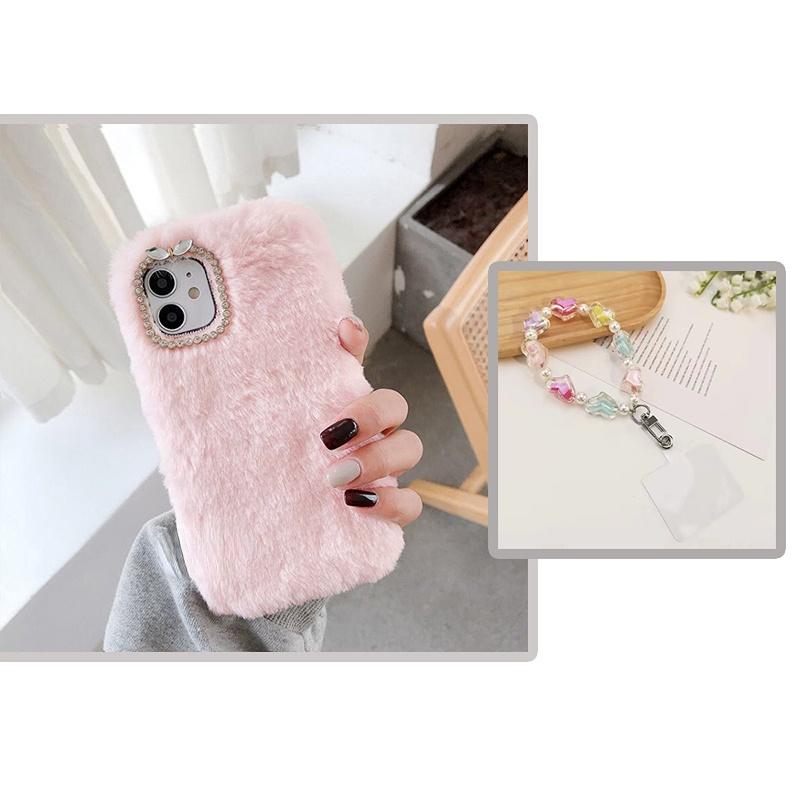 Милый браслет с сердечками и ремешком, плюшевый чехол для телефона Samsung S23 S22 S21 Ultra A73 A53 A33 A23 A13 S10 S9 S8 Plus S10 5G/Redmi/iphone 14 13, мягкий чехол
