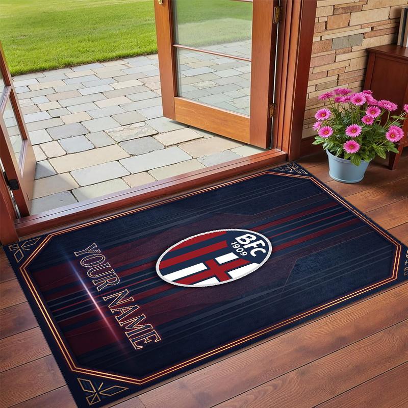 Crystal Velvet Rug Custom Name Text, Soft Non Slip Floor Mat Home DecorBologna FC