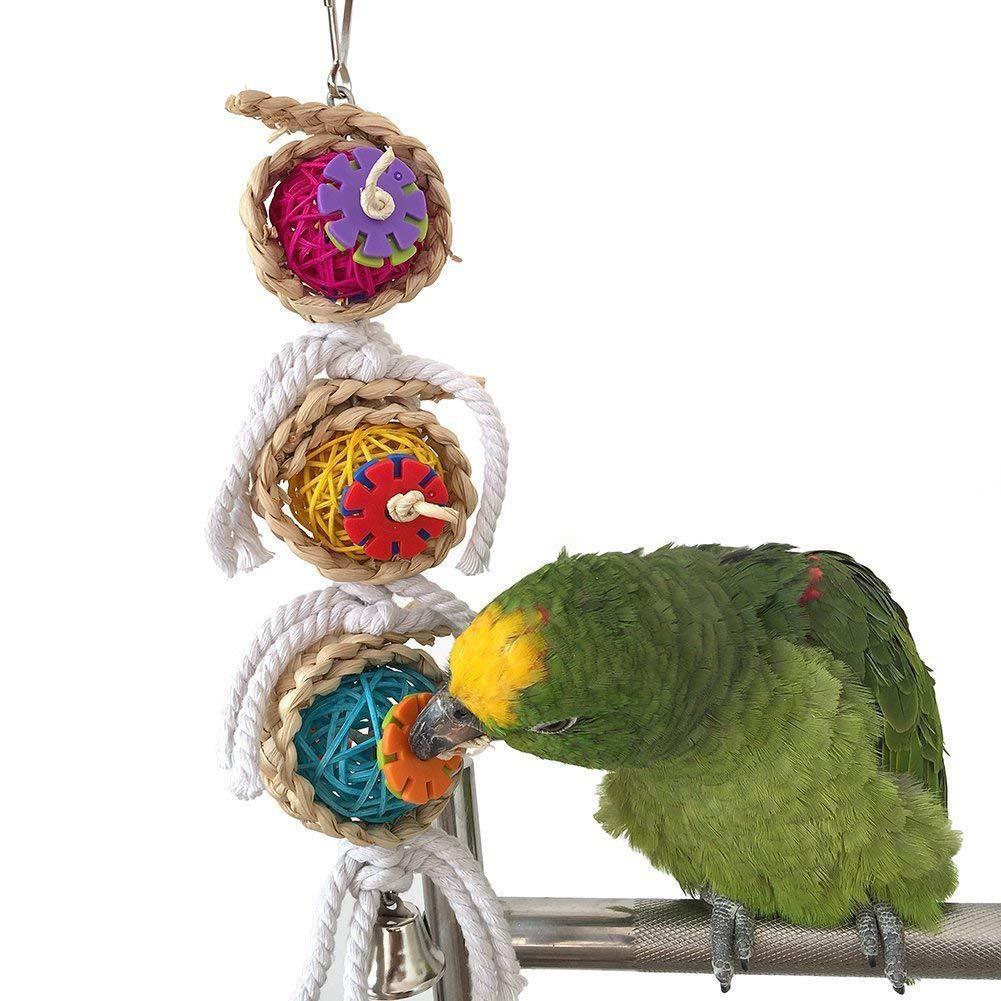 Pet Bird Toy - Bird Parrot Toys Hanging Bell Pet Bird Cage Swing Toy Hanging Toy For Small Parakeets Cockatiels