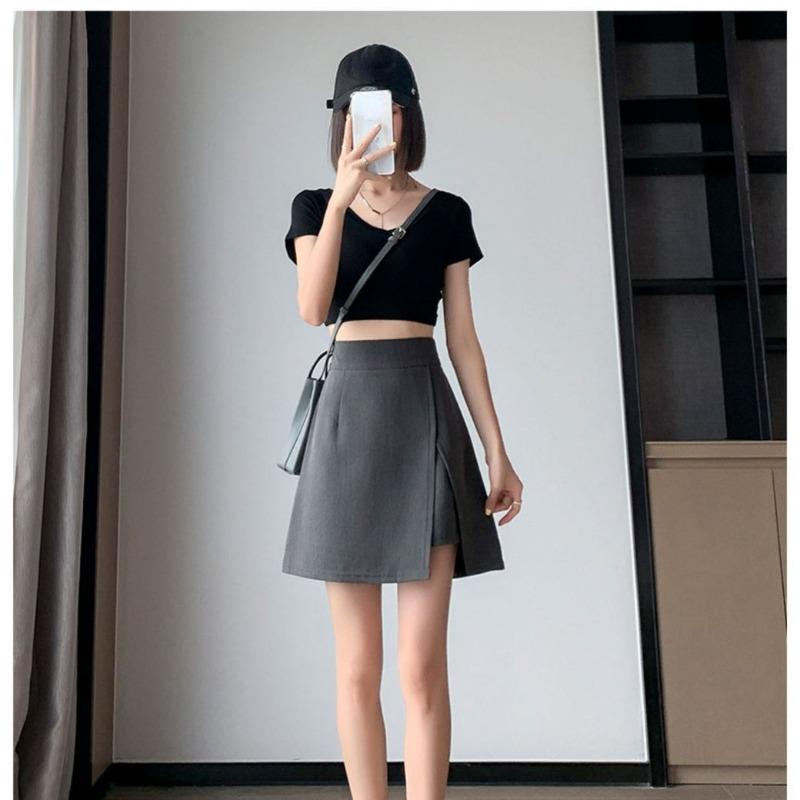 Элегантная костюмная юбка с разрезом, женские шорты с высокой талией, юбка