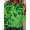 Loose Plus Size Fashion Trend St. Patrick's Day Element Printed Women's Long Sleeved T-shirt