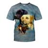 3DT Shirt Men's Short-sleeved 3D Printed T-shirt Labrador Retriever Casual Trend Loose Large Size Quick-drying Popular