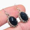 Natural Black Onex Gemstone 925 Solid Sterling Silver Jewelry Earring 1.25" W3S60