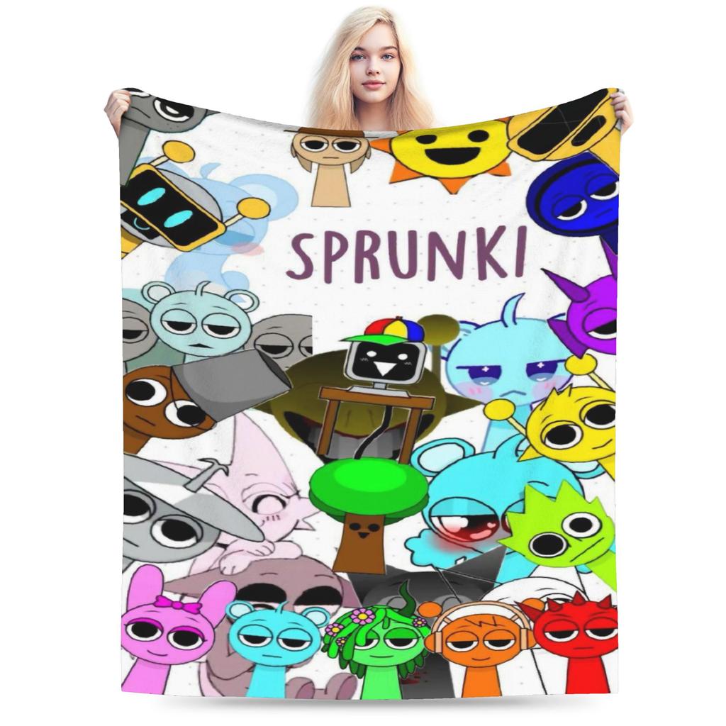 Incrediboxs Sprunkis Blankets Velvet Printed Multifunction Lightweight Throw Blanket for Sofa Office Quilt