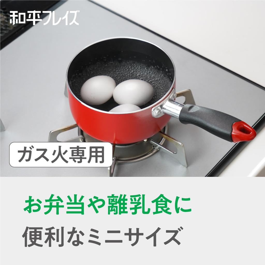 Мини-кастрюля Wahei Freiz 14 см со стеклянной крышкой, красная, с фторполимерным покрытием, без ПФОА, только для газовой плиты, RB-2907