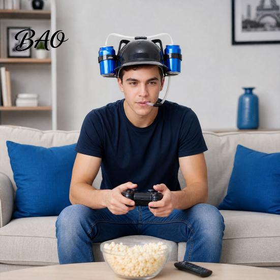 Party Headwear Drink Cap with Straw, Drinking Hat for Adults, Plastic Lazy Helmet, Hands-free Creative Beer Birthday Parties Festivals Home