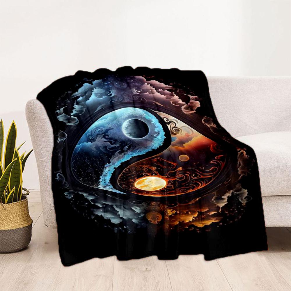 Yingyang Blanket Durable Comfort Perfect for Office Chair Office Picnics Four Seasons Universal Digital Print