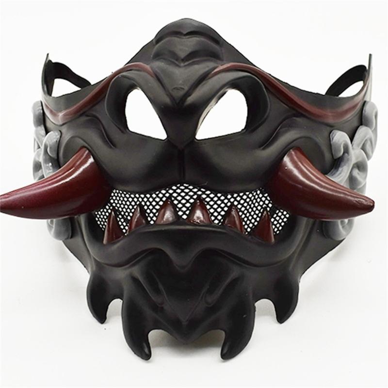 Half Face Mask Halloween Cosplay Mask Masquerade Mask Party Mask Japanese Mask Devil Samurais Mask for Carnivals