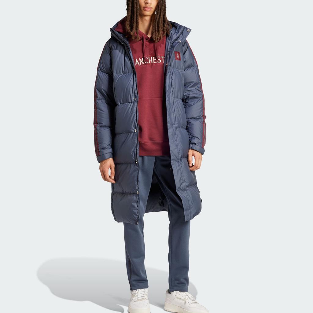 adidas Manchester United FW24 спортивная повседневная длинная теплая куртка-пуховик мужская верхняя одежда темно-серый IT4186