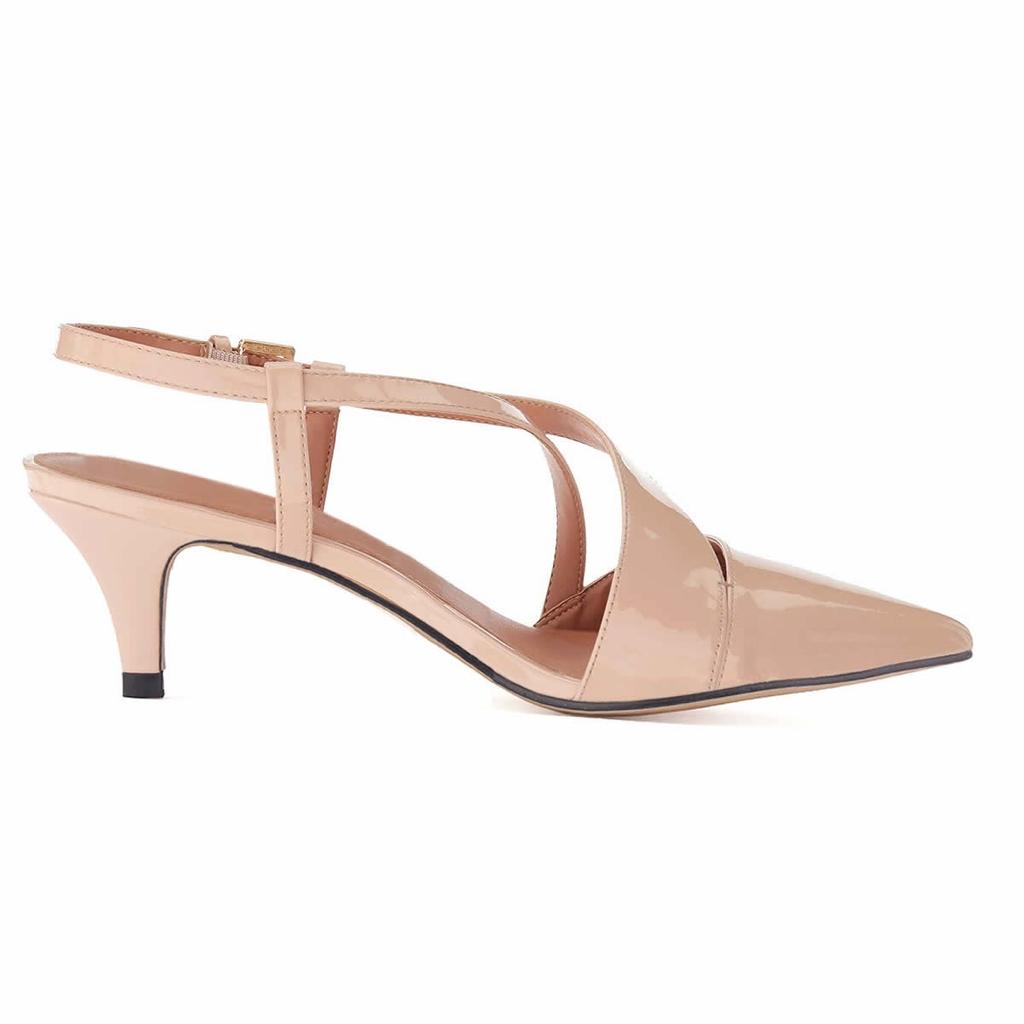 LOSLANDIFEN Women's 5cm Pointed Toe Cross Strap Buckle Sandals Slingback Pumps High Heels Party Wedding Dress Comfortable Shoes