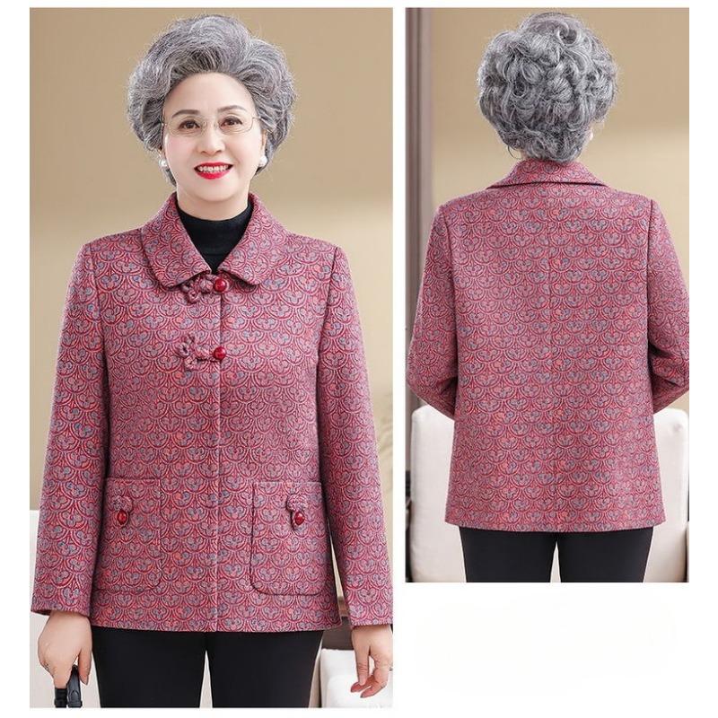 Elderly Women Autumn Jacket Loose Fit Fashionable Grandma and Mom Spring Fall Top Comfort Wear
