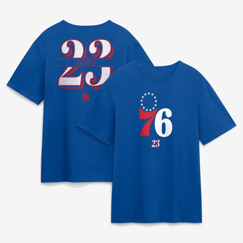 Горячая Распродажа 76ers № 23 JAMES Футболка с Графическим Принтом Мужская Женская Уличная Одежда Y2K Харадзюку Круглый Вырез Хлопок Мягкий Топ Свободный Повседневный Оверсайз Летний Новый Футболка