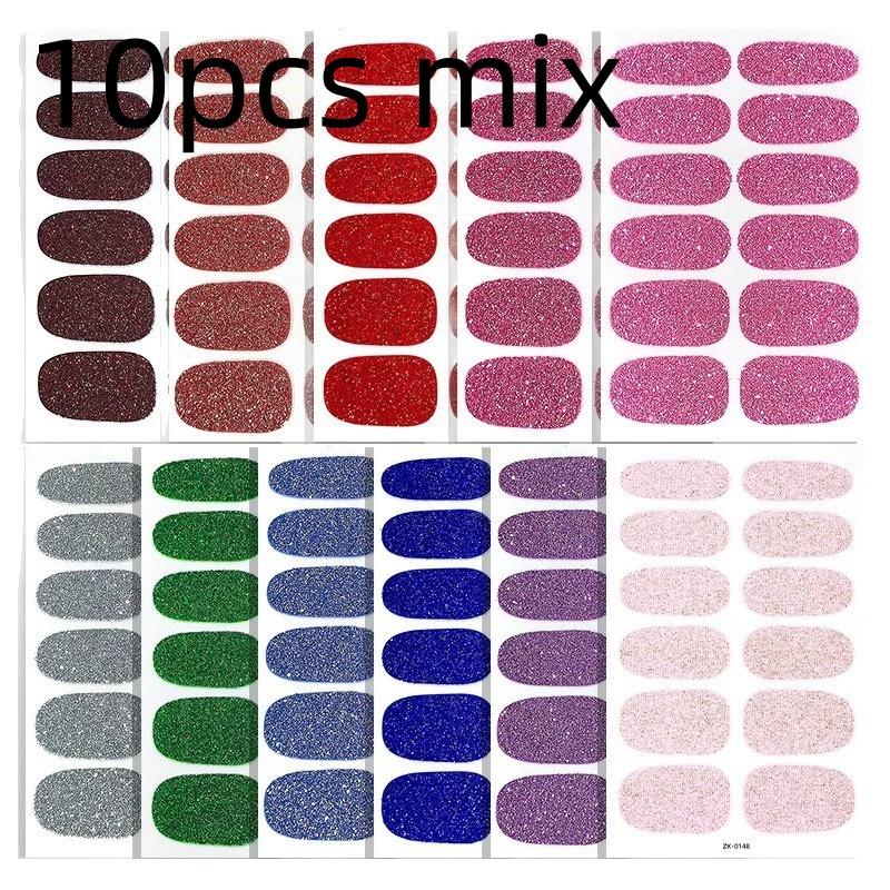 Full Cover Nail Stickers DIY Nail Polish Strips Sparkling Glitter Self Adhesive Nail Art Stickers Manicure Decoration