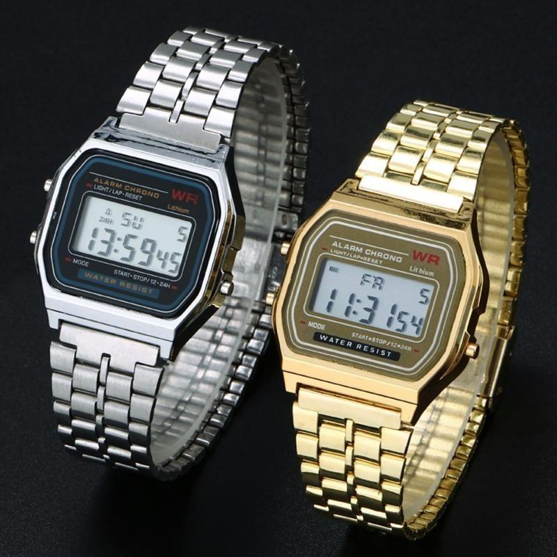 Хорошие цифровые часы с будильником из нержавеющей стали с секундомером для мужчин и женщин
