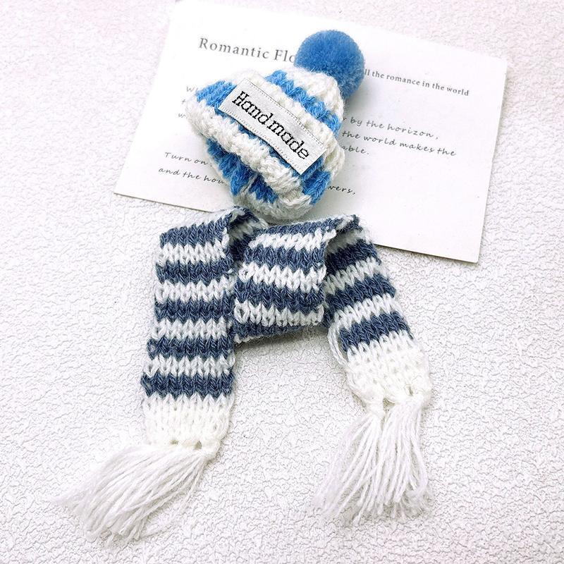 1 комплект кукольных мини-рождественских шапок, шарфов, модных вязаных шапок с помпоном для кукольного домика, рождественских украшений для кукол, аксессуаров для кукол