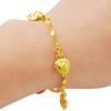 Fashion Water Ripple 24k Gold Bracelet Plating Gold Hanging Heart Shaped Bracelet Jewelry Gift For Woman