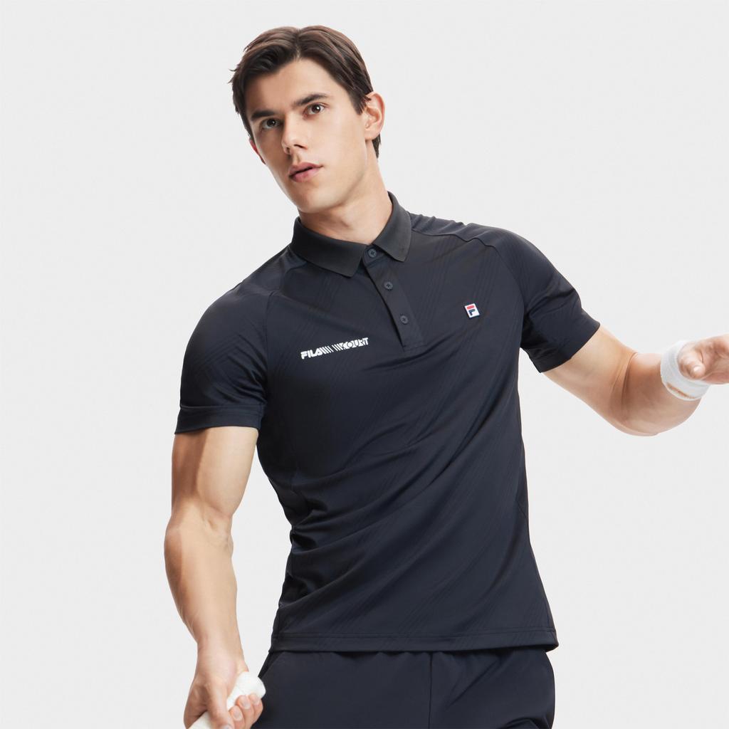 Новые мужские поло для тенниса FILA, цвет темно-бирюзовый/черный A11M423108FBK