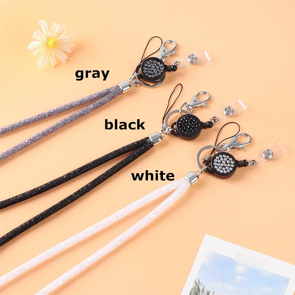 Брелок-рулетка, держатель для карт, инкрустированный кристаллами, безопасная застежка, держатель для бейджа, шнурок для ID-карты, шейный ремешок