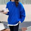 Twist Red Top Autumn and Winter Medium Length Thickened Pullover Loose Outside Lazy Wind Knitted Sweater Low Crew Neck Sweater Women