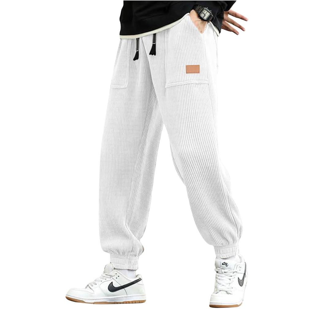 Мужские спортивные брюки, повседневные рабочие брюки, брюки с эластичным поясом на шнурке