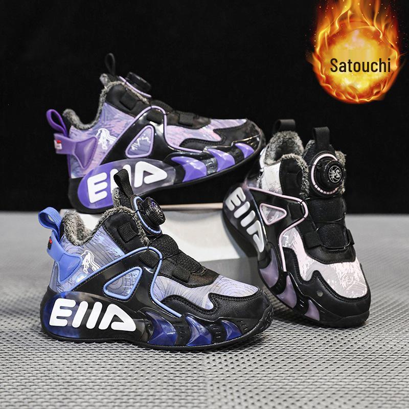 Новые зимние кроссовки для девочек 2025 года для баскетбола и бега - Теплая, утолщенная спортивная обувь для детей среднего и старшего возраста