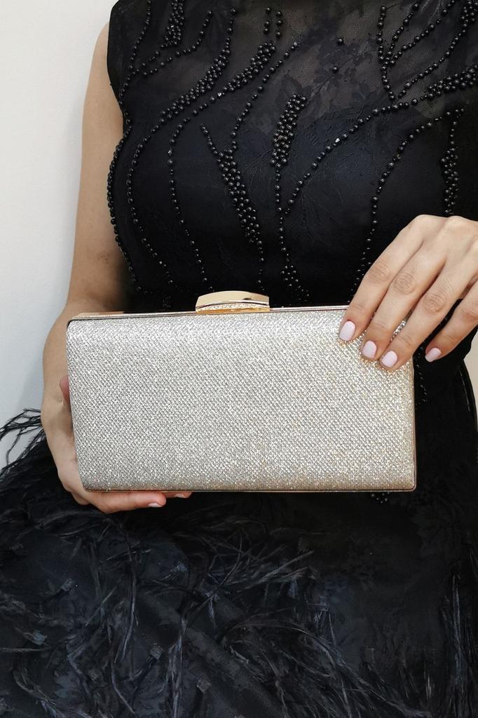 Women's Stylish and Useful Evening Dress Bag Powder Fabric Faux Leather Evening Dress Bag