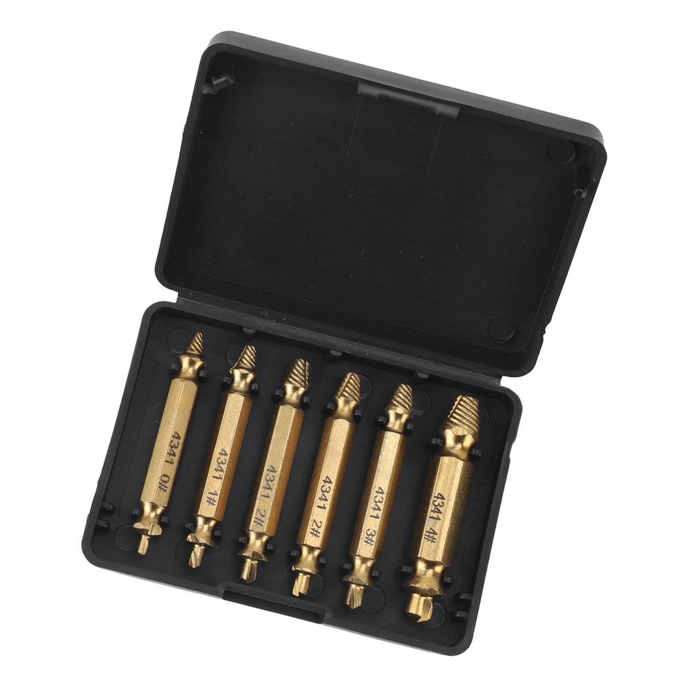 6pcs Drill Bit Screw Extractor Set HSS 4341 Stripped Screw Removal Tool  For Stripped Bolts