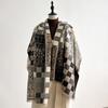 Splicing Checkerboard Autumn And Winter Imitation Cashmere Scarf Women'S Winter Double-Sided Cold Scarf Cape Shawl