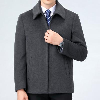 Шерстяная куртка для мужчин среднего возраста, подкладка из утиного пуха, кашемировый лацкан, зимний утепленный верх