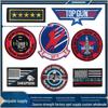 Круглый патч на липучке Top Gun - Дизайн с самолетом и американским флагом