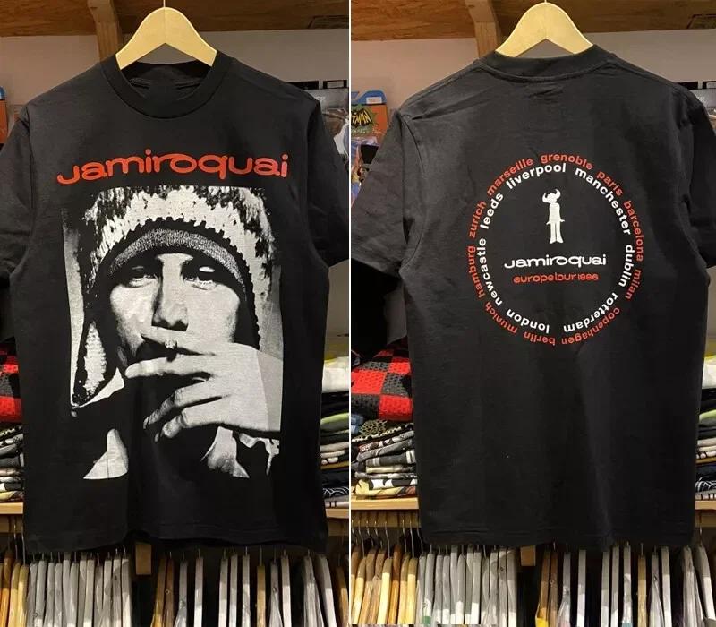Футболка унисекс с коротким рукавом Jamiroquai Band 2 Сторона 90 Классический стиль Подходит как мужчинам, так и женщинам Модная футболка с коротким рукавом