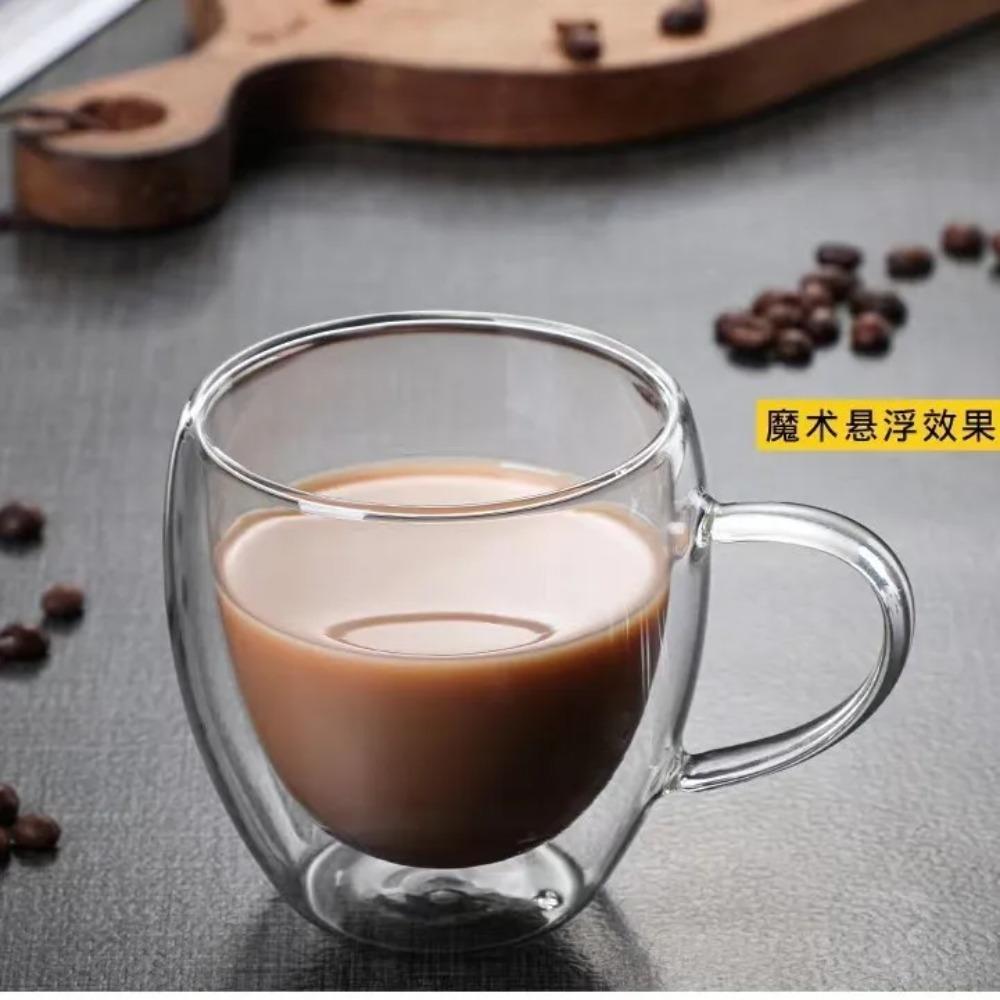 1 шт. Двойная стенка стеклянная кружка теплоизоляция прозрачная ручная работа чайные напитки чашки мини стаканы для виски кофейная кружка с ручкой