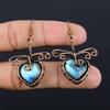Labradorite 999 Copper Wire Wrapped Earrings, Handmade Gemstone Earrings Jewelry, Gifts For Wife Brand New Earrings