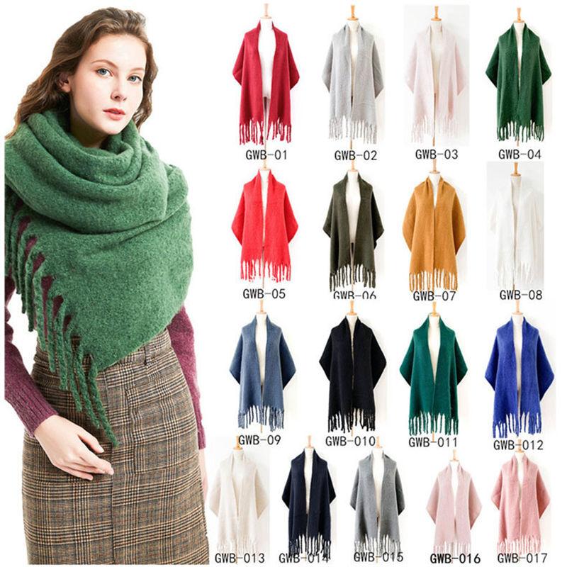 Thickened Men's Solid Color Thick Tassel Warm Circle Sand Scarf Women's Shawl Keep
