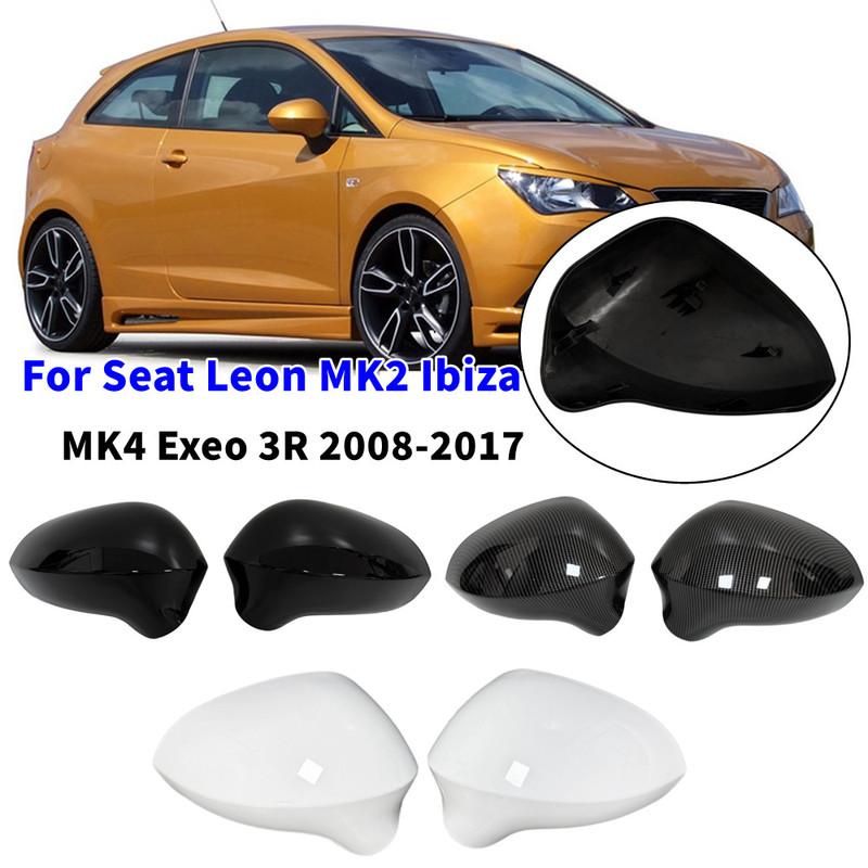 Pair For Seat Leon MK2 Ibiza MK4 Exeo 3R 2008-2017 Car Replacement Rearview Side Mirror Cover Wing Cap Exterior Door Trim