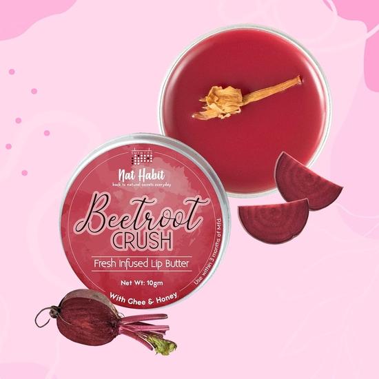Nat Habit Beetroot Rose Fresh Lip Scrub (12g) и бальзам для губ (10г) Для темных, сухих и потрескавшихся губ - Combo ForWomen & Men, Natural Pink Lips