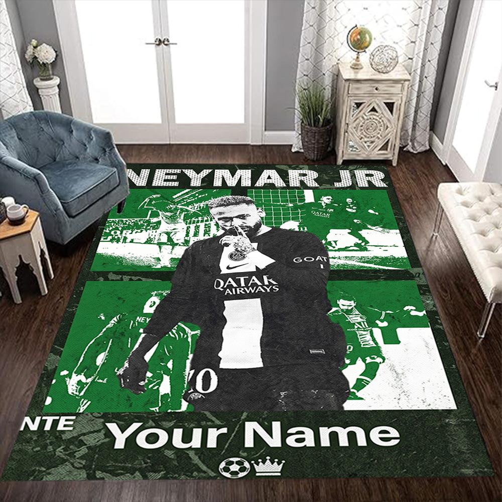 Neymar Energy Poster Personalized Name Floor Mat Design for Hallway Playrooms Dormitory Game Room Anti-slip Rug Decorate Offices Gift for Festivals
