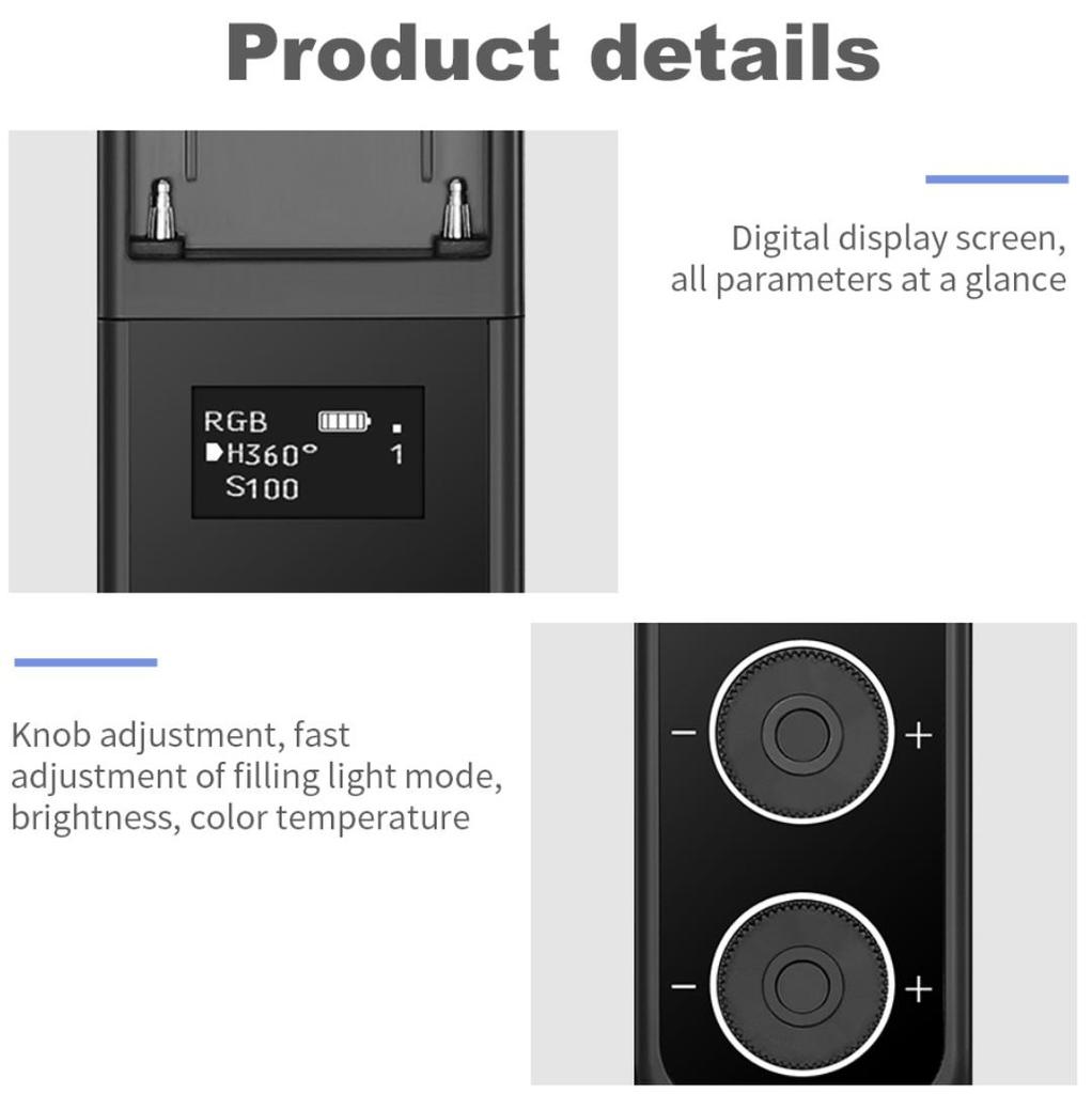 SOONPHO P20 Ручной светодиодный светильник RGB 2500K-8500K для видеосъемки, красочный светильник для ледяной палочки с батареей типа C для фотосъемки YouTube
