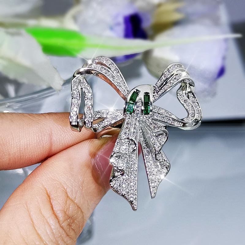 Fashion All-match New Bow Knot Zircon Jewelry Set Ring Earring Necklace Set Bridal Wedding Jewelry Set  Jewelry Sets for Women