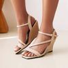 2024brand Fashion New Womens Sandals Summer Simple Hollow Natural Leather High Heels Shoes Party Shoes Women High Heels Mujer Zapatos