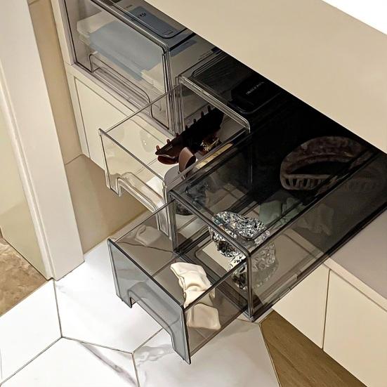 Face Masque Drawer Storage Box Clear PET Large Capacity Multifunctional Stationery Makeup Office Supplies Jewelry Accessories Organizer Container