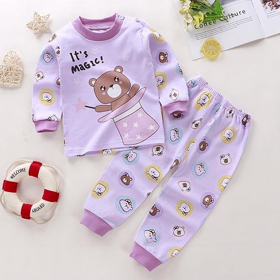 Winter Kids Long Sleeve O Neck T Shirt Pants Set Casual Baggy 2pcs Suit Cotton Cartoon Printes Outfit