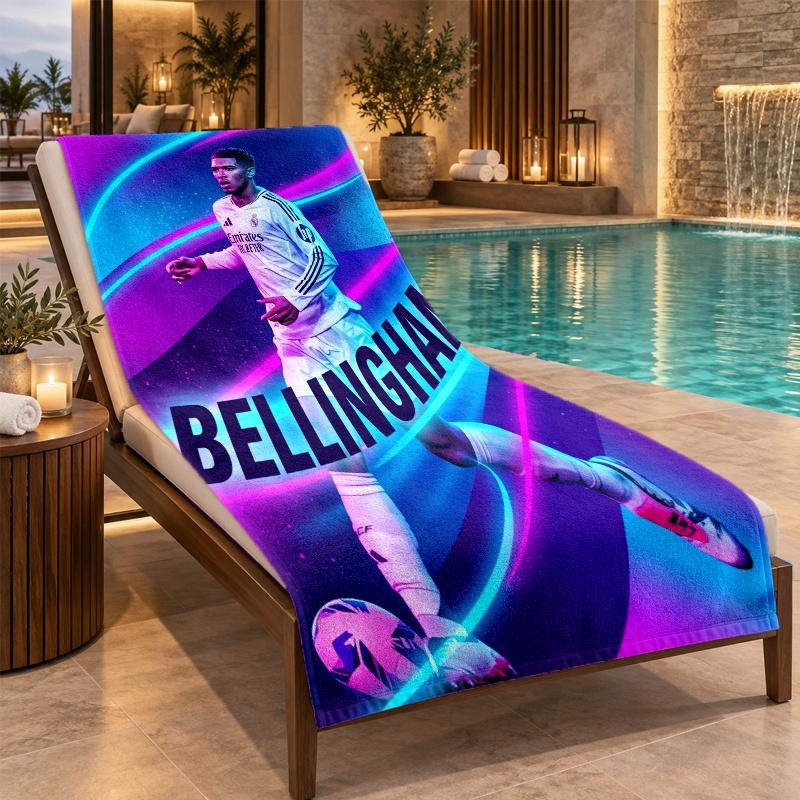 Beach Towel with Jude Bellingham Design, Quick Dry Lightweight Towel for Swimming Pool Travel
