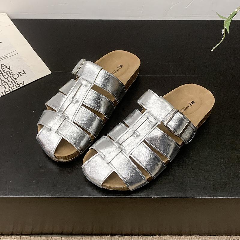 Туфли-клетка для свиней для женщин на одну ногу, с ленивой сумкой на носке и полушлепанцами, носить новые летние сандалии на мягкой подошве