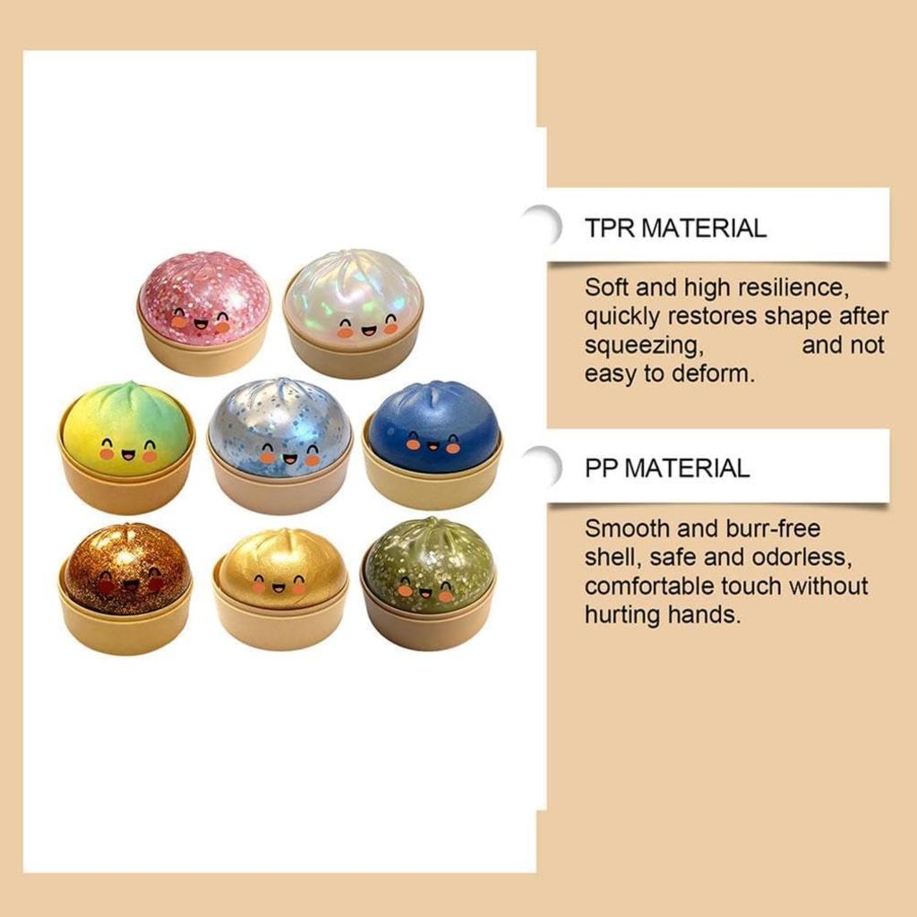 Сверкающий Мягкий Пельмень - Пельмень с Блестками, Медленно Восстанавливающийся Сенсорный Сжиматель для Снятия Стресса, Идеально для Тревожных Студентов и Офисных Работников