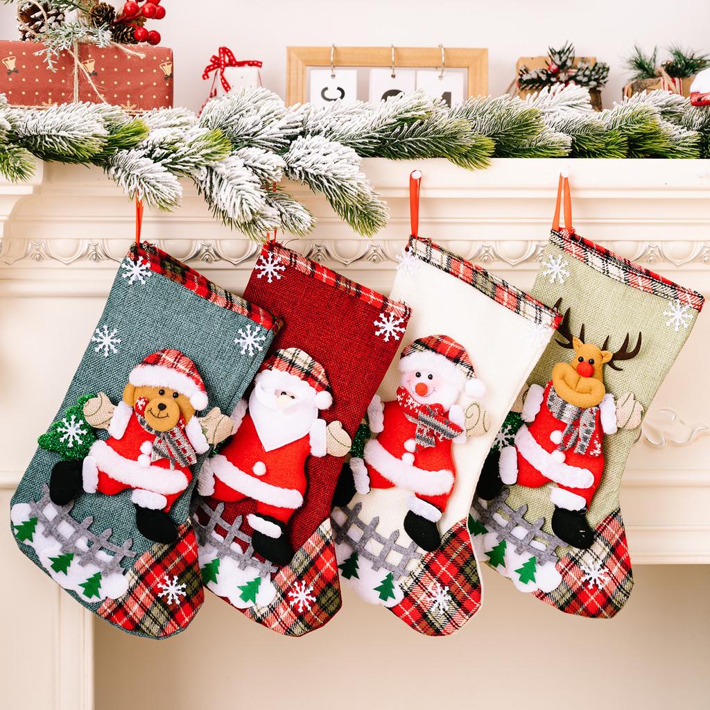Extra Large Cartoon Christmas Socks Adorable Holiday Gift Bags For Tree Decorations