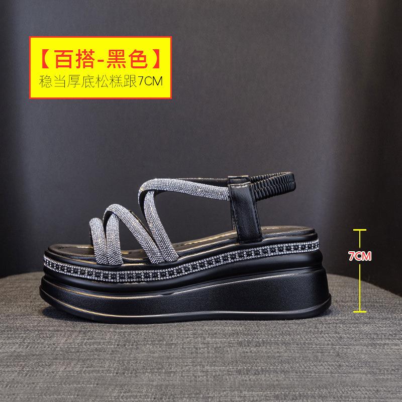 Женские летние сандалии 2025 года с взрывной платформой-маффином, римские спортивные сандалии знаменитости из Интернета